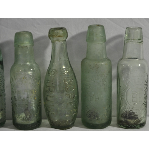 53 - GLASS POP BOTTLES INCLUDING THOMAS AND EVANS PORTH, R.V.BIES CO LTD PONTYPRIDD, ETC