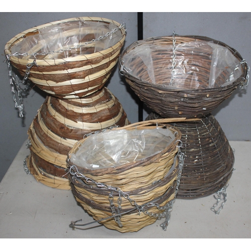 85 - 19 VARIOUS WICKER HANGING BASKETS