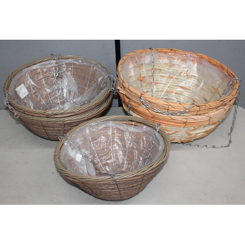 85 - 19 VARIOUS WICKER HANGING BASKETS