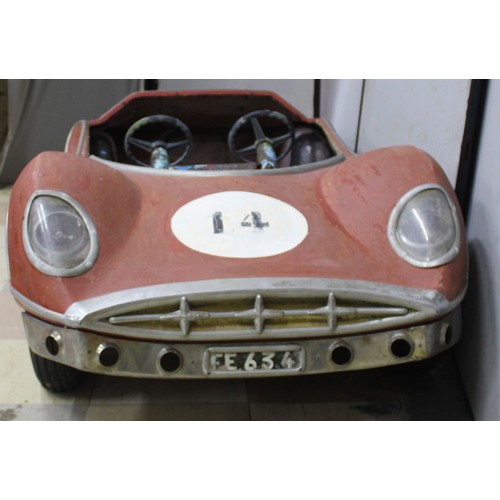 87 - SBF FIBREGLASS MODEL RACING CAR, FROM FAIRGROUND RIDE - NEEDS REFURBISHMENT APPROX MEASUREMENTS - L ... 