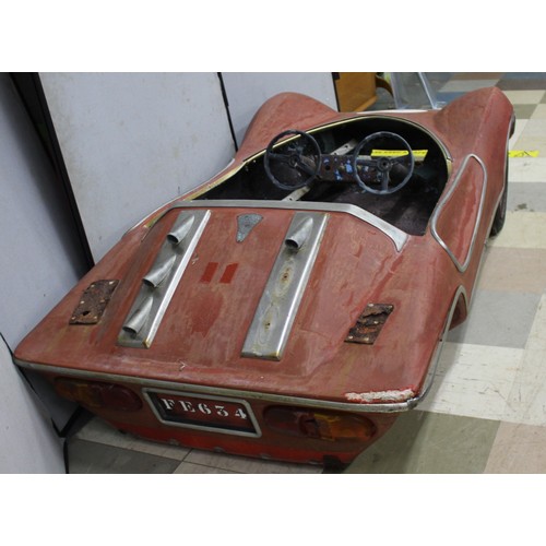 87 - SBF FIBREGLASS MODEL RACING CAR, FROM FAIRGROUND RIDE - NEEDS REFURBISHMENT APPROX MEASUREMENTS - L ... 