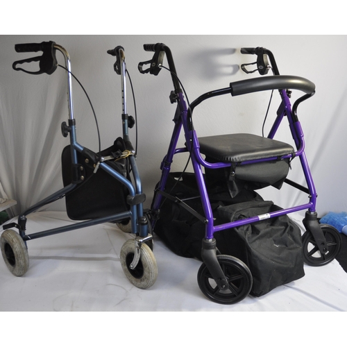 91 - FOLDING WHEELCHAIR AND 2 WALKING AIDS