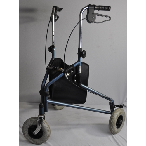 91 - FOLDING WHEELCHAIR AND 2 WALKING AIDS