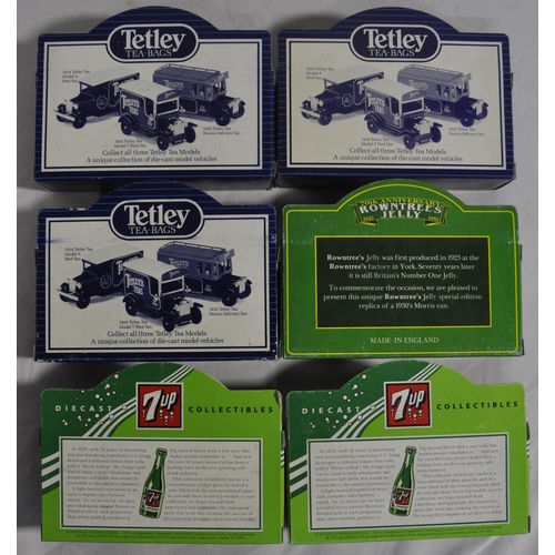 119 - 12 LLEDO MODEL CARS - 3 LLEDO TETLEY'S TEA VANS, 2 DAY'S GONE BY 7UP DIECAST COLLECTIBLES, 1 DAYS GO... 