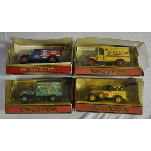 129 - 9 MATCHBOX MODELS OF YESTERYEAR - ALL BOXES DISCOLOURED AND DAMAGED - Y-17 1938 HISPANO SUIZA, Y-19 ... 