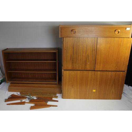 107A - PS SYSTEMS 1960s DANISH RETRO TEAK FLOATING WALL UNIT DESIGN NUMBER B3309PLUS GLAZED DOOR CABINET (N... 