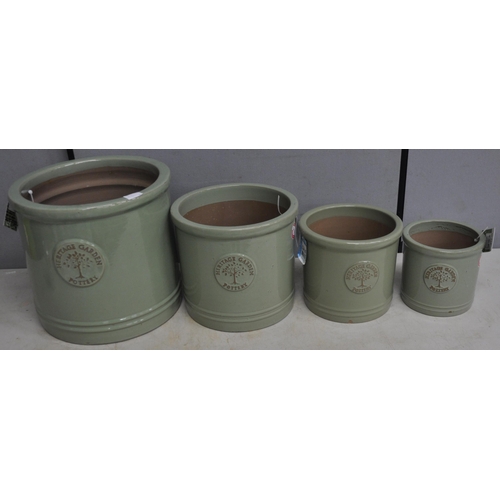 185 - SET OF 4 HERITAGE POTTERY GREEN GLAZED GRADUATED PLANTERS