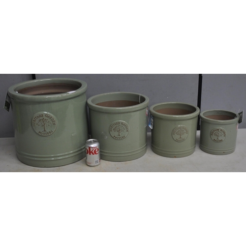 185 - SET OF 4 HERITAGE POTTERY GREEN GLAZED GRADUATED PLANTERS