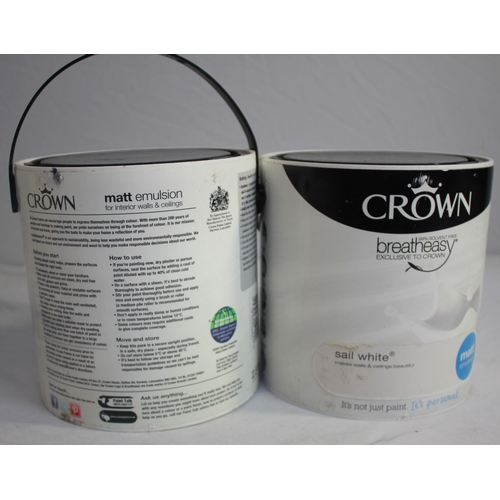 200 - 3 CANS OF PAINT - 2 x2.5 LITRE CROWN BREATHEASY MATT EMULSION 'SAW WHITE' AND 1 x 5 LITRE ALDI ... 