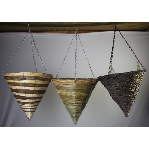 212 - 8 VARIOUS CONE SHAPED HANGING BASKETS WITH 8 14