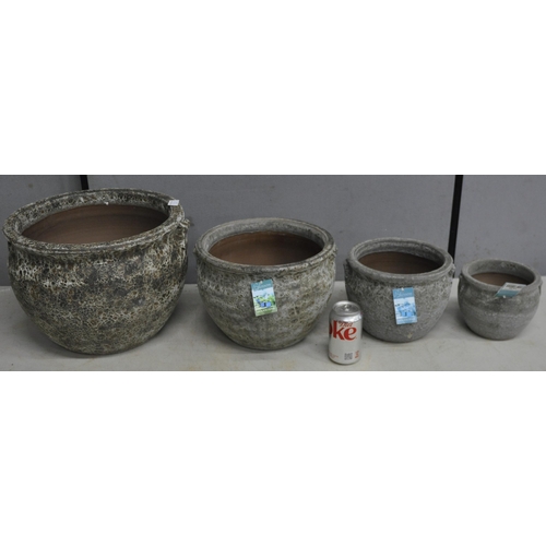 242 - SET OF 4 WOODLODGE GRADUATED ARTIFACT BOWL PLANTERS - OPTION OF LOT 243