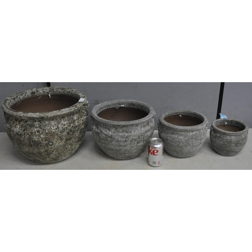 243 - SET OF 4 WOODLODGE GRADUATED ARTIFACT BOWL PLANTERS