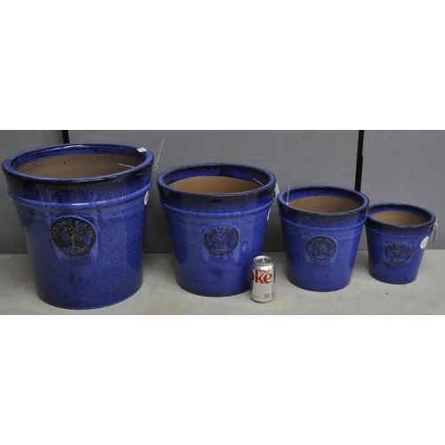 244 - SET OF 4 HERITAGE POTTERY BLUE GLAZED GRADUATED PLANTERS