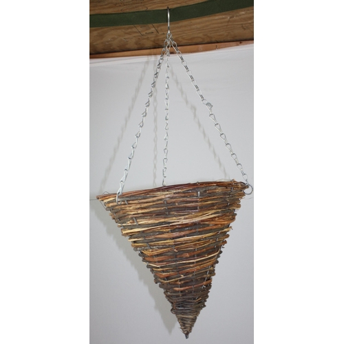 254 - 10 WICKER CONE SHAPED HANGING BASKETS