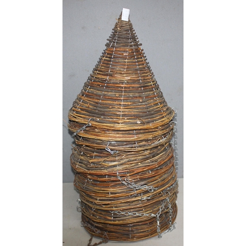 255 - 10 WICKER CONE SHAPED HANGING BASKETS