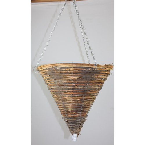 255 - 10 WICKER CONE SHAPED HANGING BASKETS