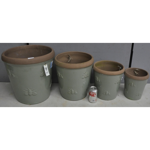 276 - SET OF 4 BEE DESIGN GRADUATED PLANTERS