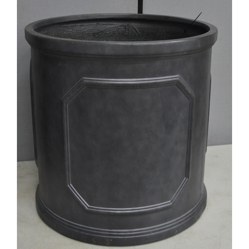 292 - PAIR OF LARGE SLATE EFFECT FIBREGLASS PLANTERS