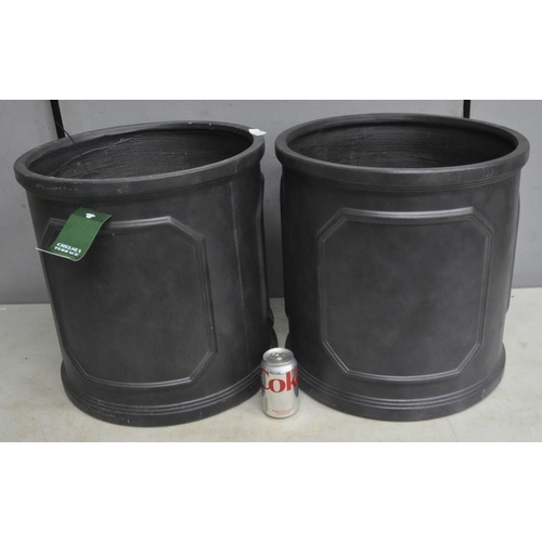 293 - PAIR OF LARGE SLATE EFFECT FIBREGLASS PLANTERS