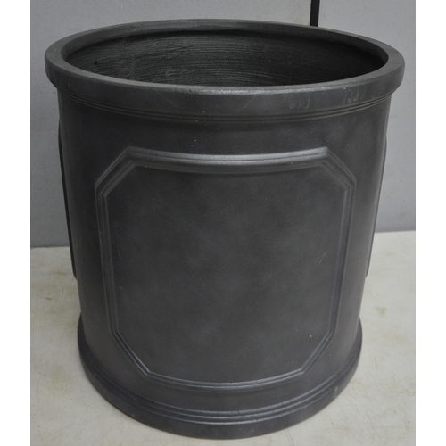 293 - PAIR OF LARGE SLATE EFFECT FIBREGLASS PLANTERS