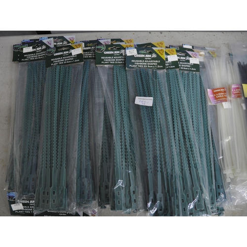 296 - 35 PACKS OF PLANT TIES AND 18 PACKS CABLE TIES