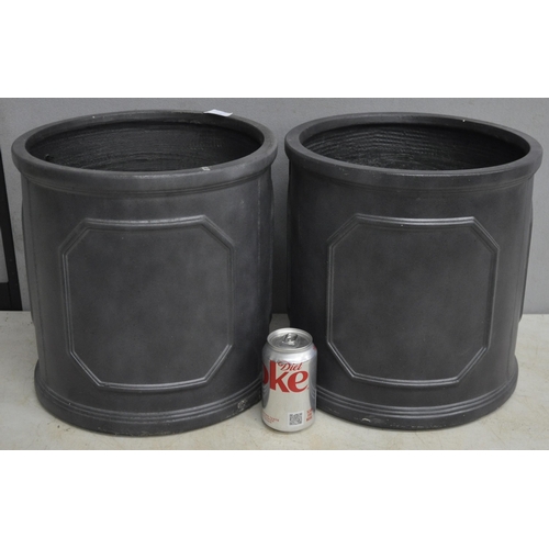 297 - PAIR OF SLATE EFFECT FIBREGLASS PLANTERS