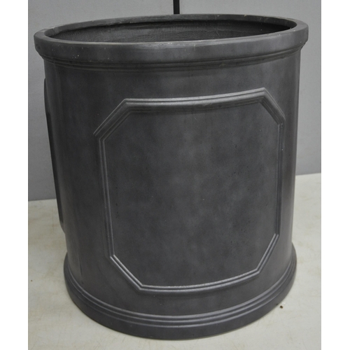 298 - PAIR OF LARGE SLATE EFFECT FIBREGLASS PLANTERS