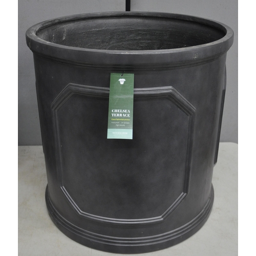 300 - PAIR OF LARGE SLATE EFFECT FIBREGLASS PLANTERS