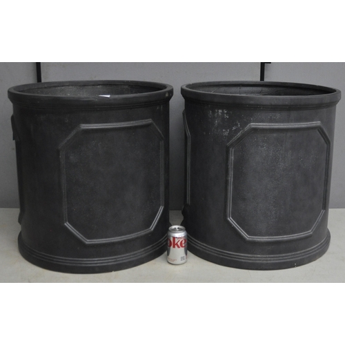 301 - PAIR OF LARGE SLATE EFFECT FIBREGLASS PLANTERS