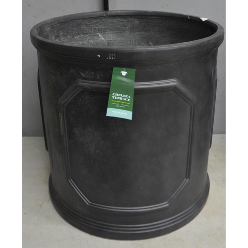 301 - PAIR OF LARGE SLATE EFFECT FIBREGLASS PLANTERS