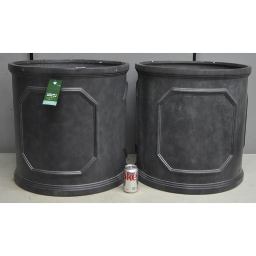 302 - PAIR OF LARGE SLATE EFFECT FIBREGLASS PLANTERS