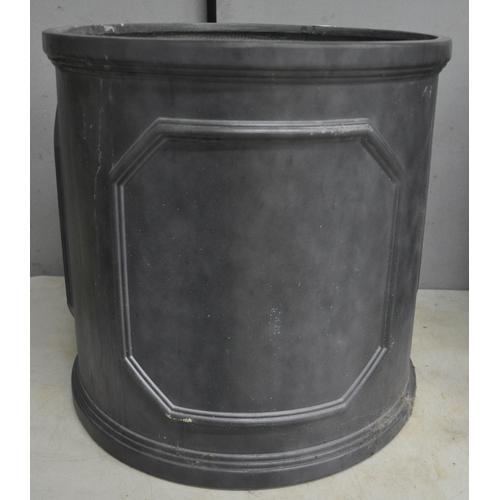 302 - PAIR OF LARGE SLATE EFFECT FIBREGLASS PLANTERS