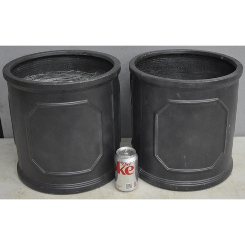 303 - PAIR OF SLATE EFFECT FIBREGLASS PLANTERS