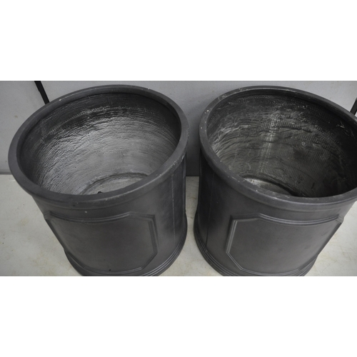 314 - PAIR OF SLATE EFFECT FIBREGLASS PLANTERS - OPTION OF LOT 315