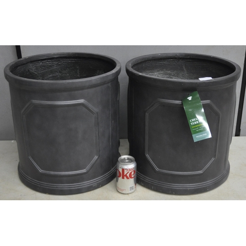 315 - PAIR OF SLATE EFFECT FIBREGLASS PLANTERS