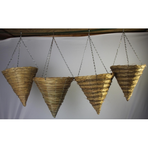 316 - 10 WICKER CONE SHAPED HANGING BASKETS