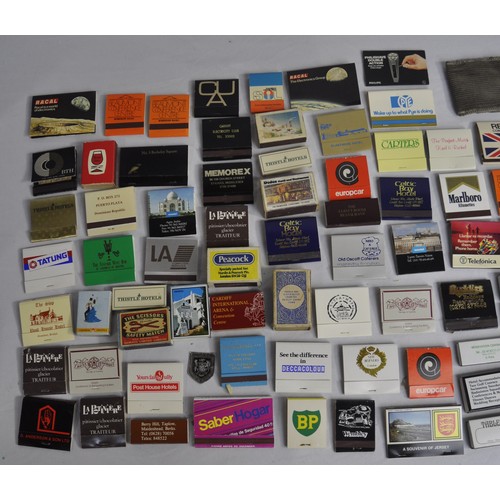 343 - TIN OF VARIOUS MATCHBOXES AND 4 LIGHTERS