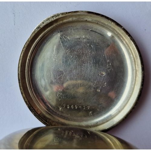 344 - POCKET WATCH (7269-17) WITH SECOND HAND MISSING (MARKED 0.800) (81.8g)