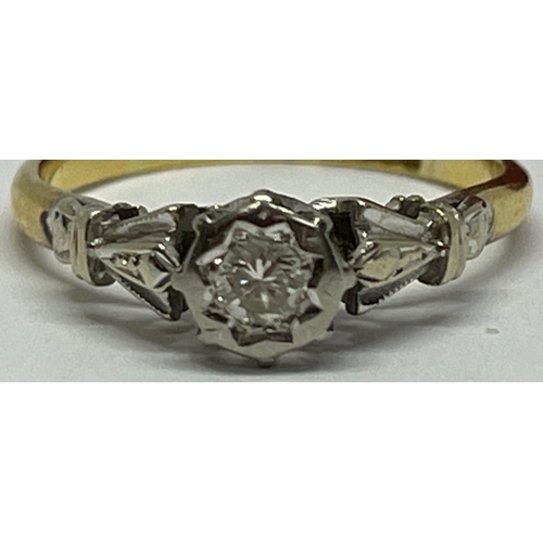 359 - 18CT GOLD SOLITAIRE DIAMOND RING - SIZE L (2.2g)