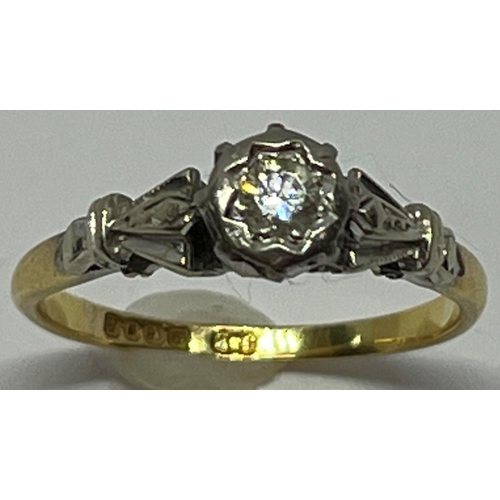 359 - 18CT GOLD SOLITAIRE DIAMOND RING - SIZE L (2.2g)