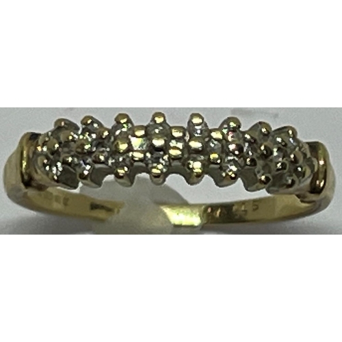 362 - 9CT GOLD ETERNITY STYLE RING SET DIAMONDS - SIZE N (1.7g)