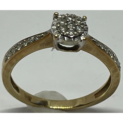 363 - 9CT GOLD RING SET DIAMONDS - SIZE N (2.1g)