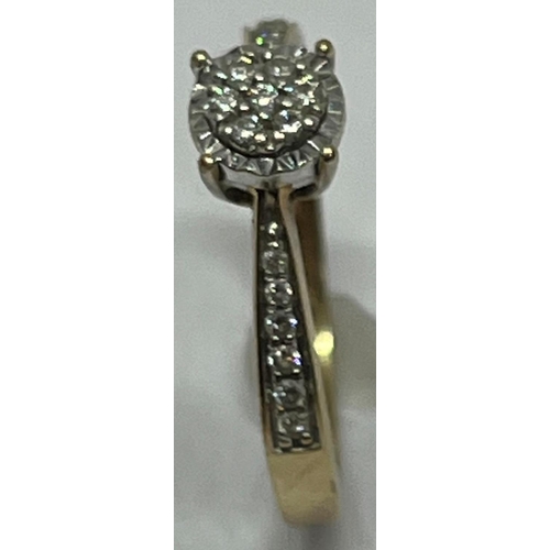 363 - 9CT GOLD RING SET DIAMONDS - SIZE N (2.1g)