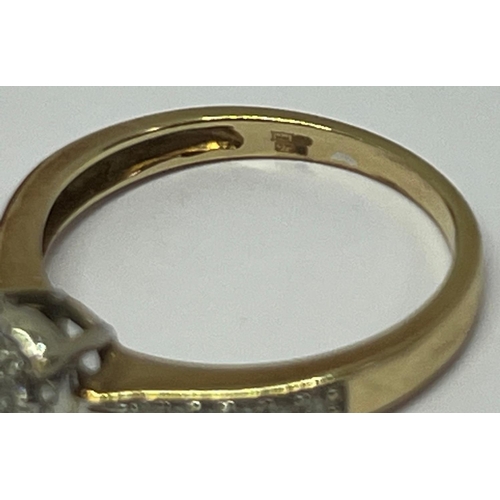 363 - 9CT GOLD RING SET DIAMONDS - SIZE N (2.1g)