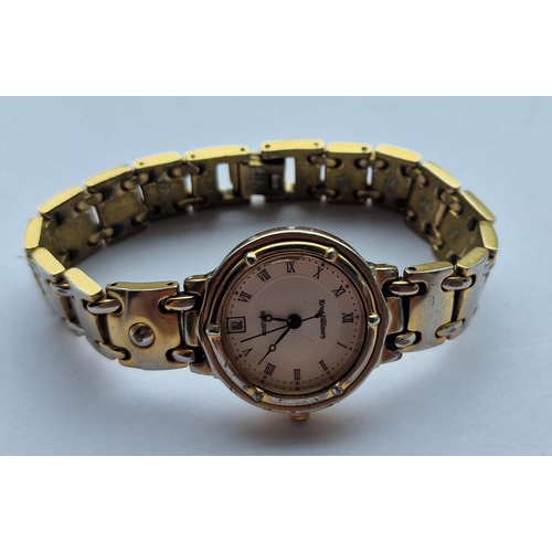 376 - KRUG BAUMEN DATE DISPLAY WATCH 5116KL LADIES CHARLESTON 18CT ELECTROPLATED WATCH - NOT TESTED