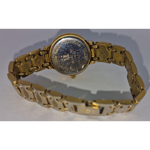 376 - KRUG BAUMEN DATE DISPLAY WATCH 5116KL LADIES CHARLESTON 18CT ELECTROPLATED WATCH - NOT TESTED