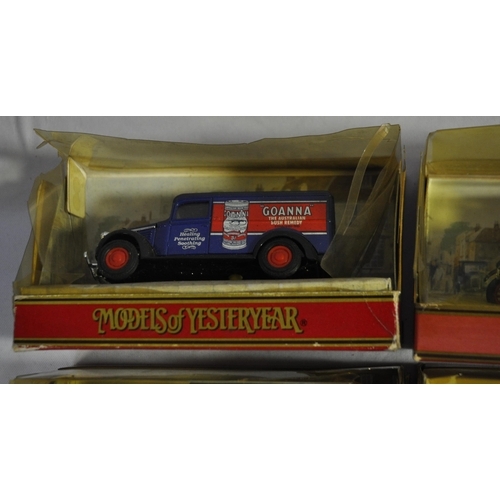 129 - 9 MATCHBOX MODELS OF YESTERYEAR - ALL BOXES DISCOLOURED AND DAMAGED - Y-17 1938 HISPANO SUIZA, Y-19 ... 