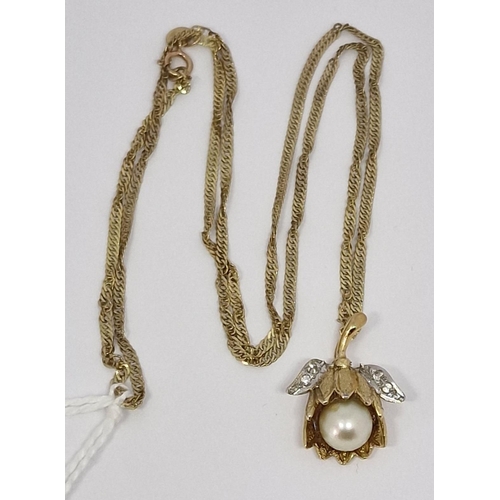 383 - GOLD CHAIN MARKED 375 WITH PENDANT MARKED 925 (4g) AND GOLD COLOURED LOCKET (MARKED 14K GF PPC) ON C... 