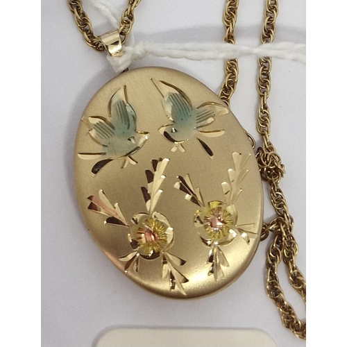 383 - GOLD CHAIN MARKED 375 WITH PENDANT MARKED 925 (4g) AND GOLD COLOURED LOCKET (MARKED 14K GF PPC) ON C... 