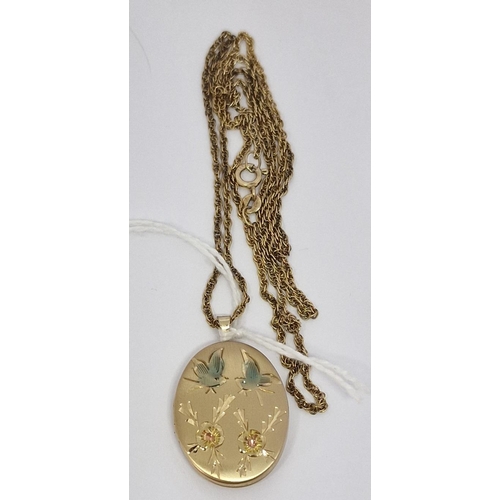 383 - GOLD CHAIN MARKED 375 WITH PENDANT MARKED 925 (4g) AND GOLD COLOURED LOCKET (MARKED 14K GF PPC) ON C... 